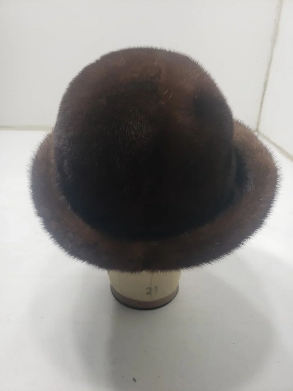 Vintage Brown Fur Fedora Hat Wide Brim Black Band Unmarked 8.25 x 6.25